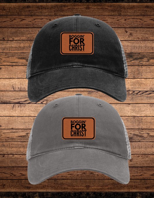 Boggin For Christ Leather Patch Hat
