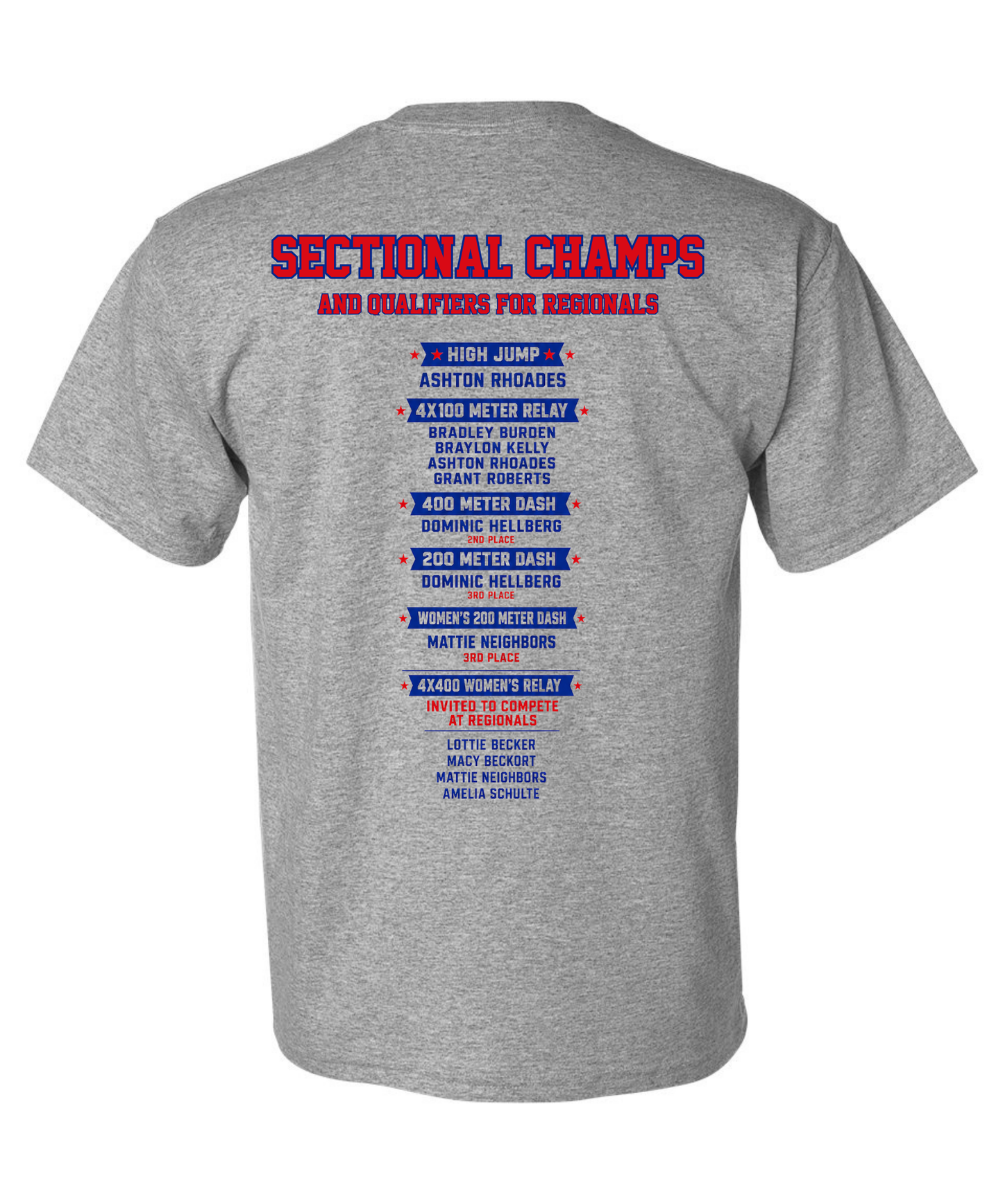 Sectional Champions - Track & Field (FRONT & BACK)