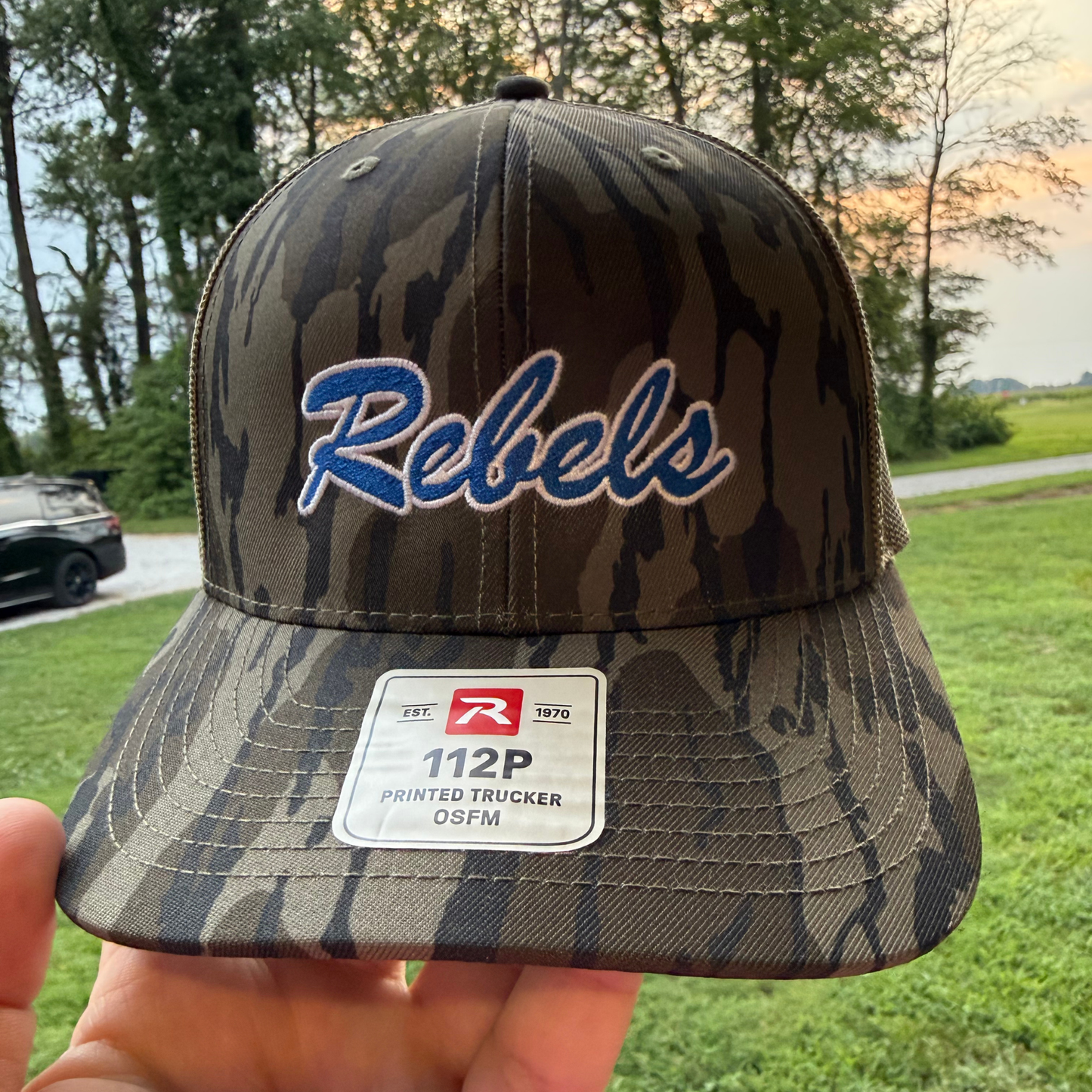 Bottomland Camo Embroidered Rebels Hat